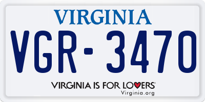 VA license plate VGR3470