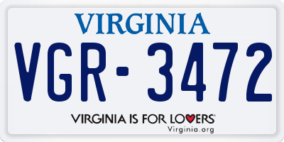 VA license plate VGR3472