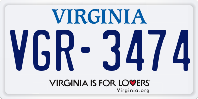 VA license plate VGR3474