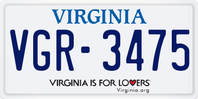 VA license plate VGR3475
