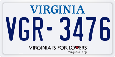 VA license plate VGR3476