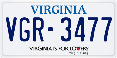 VA license plate VGR3477
