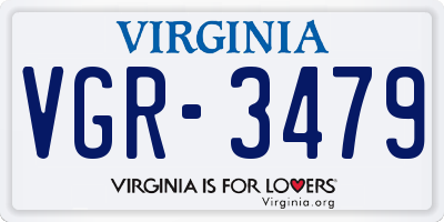 VA license plate VGR3479