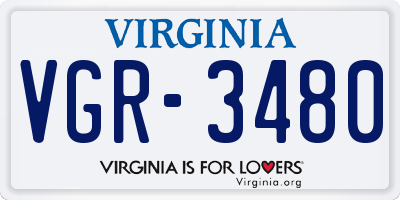 VA license plate VGR3480