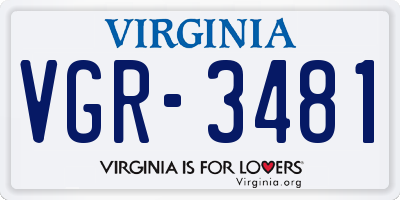 VA license plate VGR3481