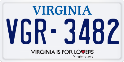 VA license plate VGR3482