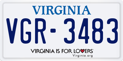 VA license plate VGR3483