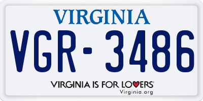 VA license plate VGR3486