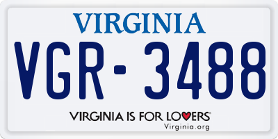 VA license plate VGR3488