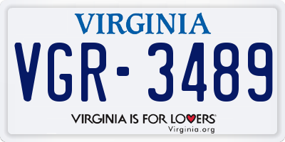 VA license plate VGR3489