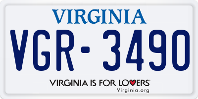 VA license plate VGR3490