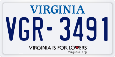 VA license plate VGR3491
