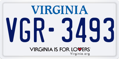 VA license plate VGR3493