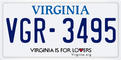 VA license plate VGR3495