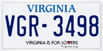 VA license plate VGR3498