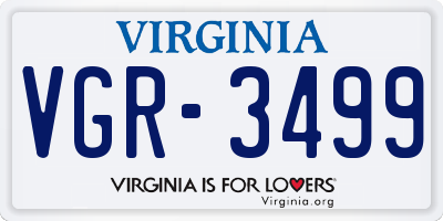 VA license plate VGR3499