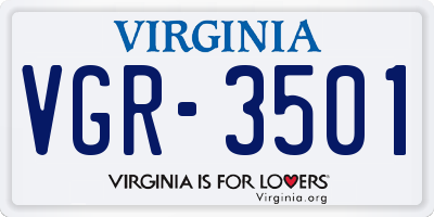 VA license plate VGR3501