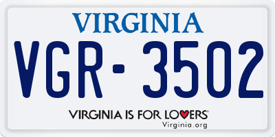 VA license plate VGR3502