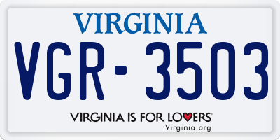 VA license plate VGR3503