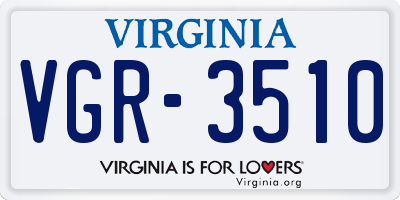 VA license plate VGR3510