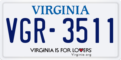 VA license plate VGR3511