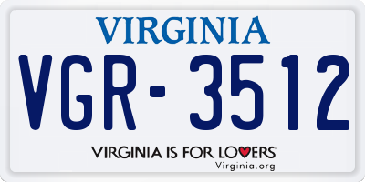 VA license plate VGR3512
