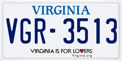 VA license plate VGR3513