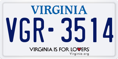 VA license plate VGR3514