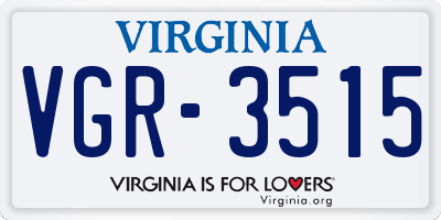 VA license plate VGR3515