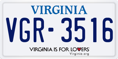 VA license plate VGR3516