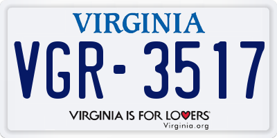 VA license plate VGR3517