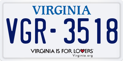 VA license plate VGR3518