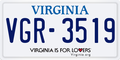 VA license plate VGR3519