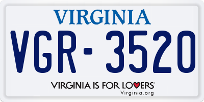 VA license plate VGR3520
