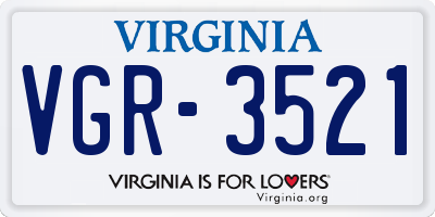 VA license plate VGR3521