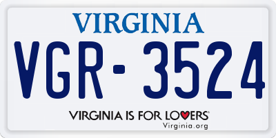 VA license plate VGR3524