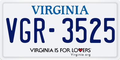 VA license plate VGR3525