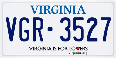 VA license plate VGR3527
