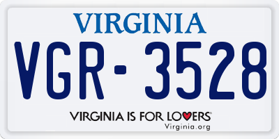 VA license plate VGR3528