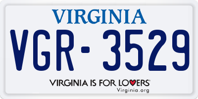 VA license plate VGR3529