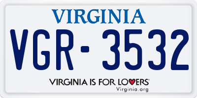 VA license plate VGR3532