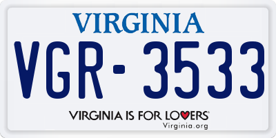 VA license plate VGR3533
