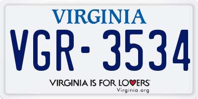 VA license plate VGR3534