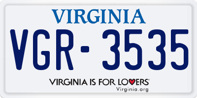 VA license plate VGR3535