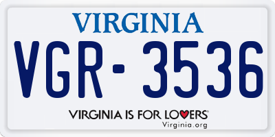 VA license plate VGR3536