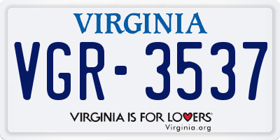 VA license plate VGR3537