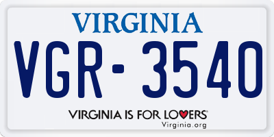 VA license plate VGR3540