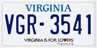 VA license plate VGR3541