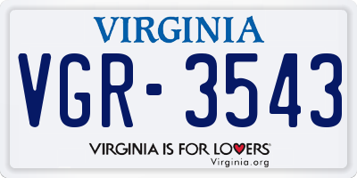 VA license plate VGR3543