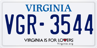 VA license plate VGR3544